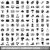 100 insurance company icons set, simple style vector