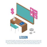 Lesson concept banner, isometric style vector