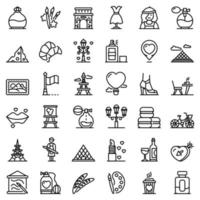 France icons set, outline style vector