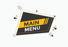 Main Menu text button. Web button banner template Main Menu vector