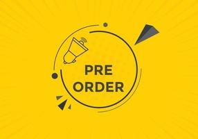 Pre Order text button. Web button banner template Pre Order vector