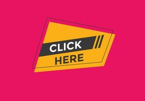 Click here text button. Web button template Click here vector