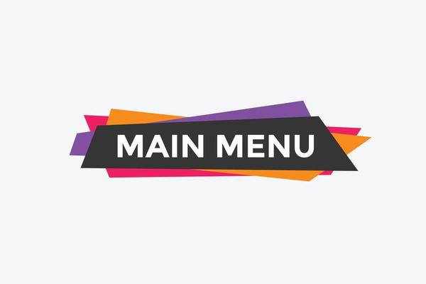 Main Menu button. Main Menu text web banner template. Sign icon banner