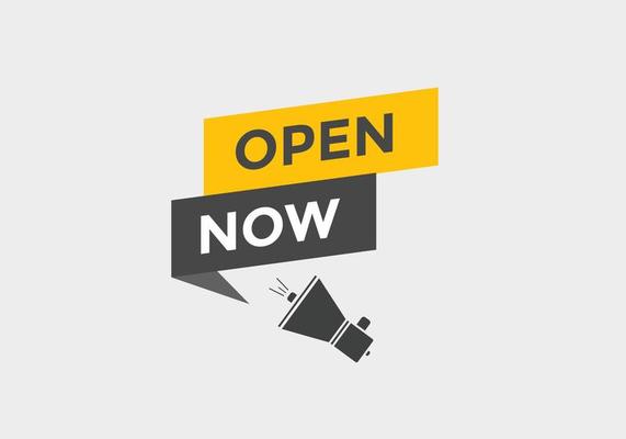 Open Now text button. Web button banner template Open Now