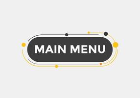 Main Menu text button. Web button banner template Main Menu vector