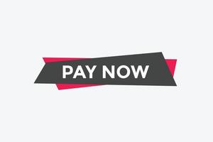 Pay Now text button. Web button banner template Pay Now vector