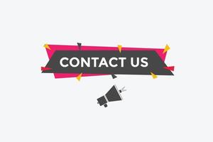 Contact us button. Contact us text web template. Sign icon banner vector