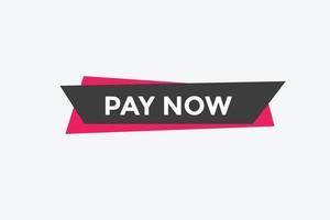 Pay Now text button. Web button banner template Pay Now vector