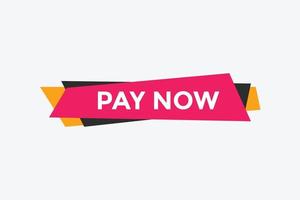 Pay Now button. Pay Now text web banner template. Sign icon banner vector