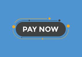 Pay Now text button. Web button banner template Pay Now vector