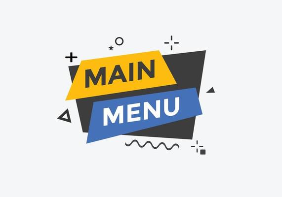 Main Menu text button. Web button banner template Main Menu