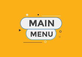Main Menu text button. Web button banner template Main Menu vector