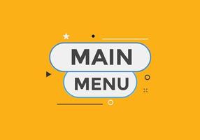 Main Menu text button. Web button banner template Main Menu vector