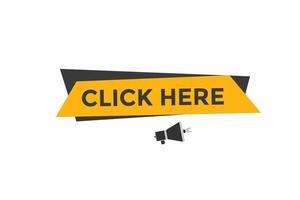 Click here text button. Web button template Click here vector