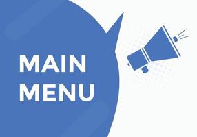 Main Menu text button. Web button banner template Main Menu vector