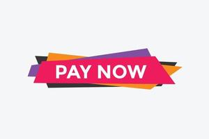 Pay Now button. Pay Now text web banner template. Sign icon banner vector