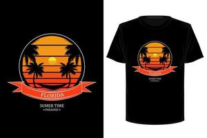 Florida beach retro vintage t shirt design vector