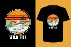 Wild life retro vintage t shirt design vector