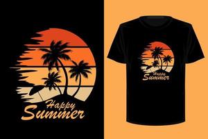 Happy summer retro vintage t shirt design vector