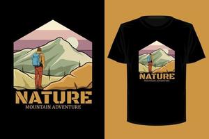 naturaleza montaña aventura retro vintage camiseta diseño vector