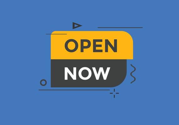 Open Now text button. Web button banner template Open Now