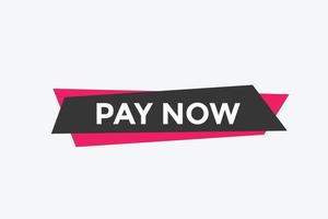 Pay Now button. Pay Now text web banner template. Sign icon banner vector