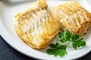 cod fish fried fresh seafood second course meal food snack on the table copy space food background photo