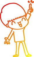 warm gradient line drawing happy cartoon boy vector