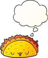 cartoon taco and thought bubble in smooth gradient style vector