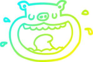 cold gradient line drawing cartoon obnoxious pig vector