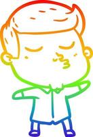 rainbow gradient line drawing cartoon model guy pouting vector