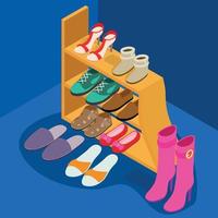 Shoe place concept banner, isometric style vector