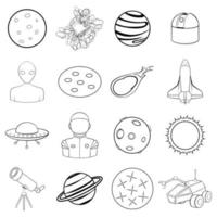 Space icon set outline vector