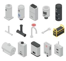 Boiler icons set, isometric style vector