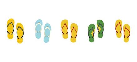 Slippers icon set, flat style vector