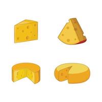 Cheese icon set, cartoon style vector