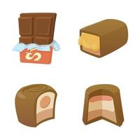 conjunto de iconos de chocolate, estilo de dibujos animados