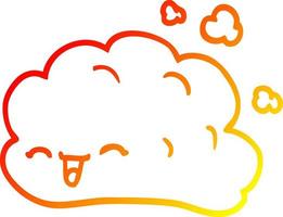 warm gradient line drawing cartoon happy cloud vector