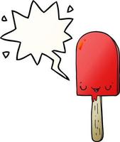 cartoon ice lolly and speech bubble in smooth gradient style vector