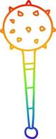 rainbow gradient line drawing cartoon medieval mace vector