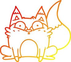 warm gradient line drawing cartoon startled fox vector