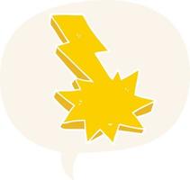 cartoon lightning strike and speech bubble in retro style vector