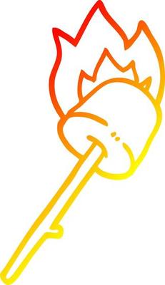 warm gradient line drawing cartoon marshmallow on stick
