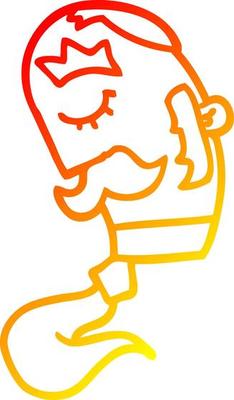 warm gradient line drawing cartoon man with mustache