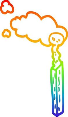 rainbow gradient line drawing cartoon burnt match