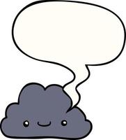 cute cartoon cloud and speech bubble vector