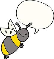 cute cartoon bee and speech bubble vector