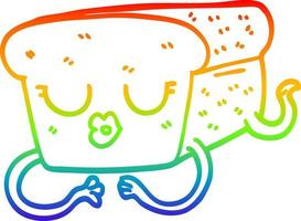 dibujo de línea de gradiente de arco iris barra de pan de dibujos animados vector