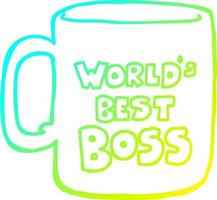 cold gradient line drawing worlds best boss mug vector
