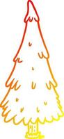 warm gradient line drawing christmas tree vector